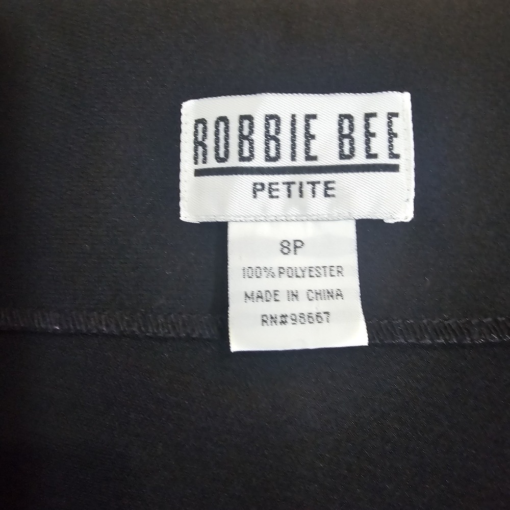 VTG Robbie Bee Black Dress Satin Ruffle Sleeveless Y2K Cocktail sz 8 Petite - Picture 3 of 9
